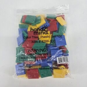 hand2mind Color Tiles Plastic Set 100 Math Manipulatives 4288-100 Kids Learning